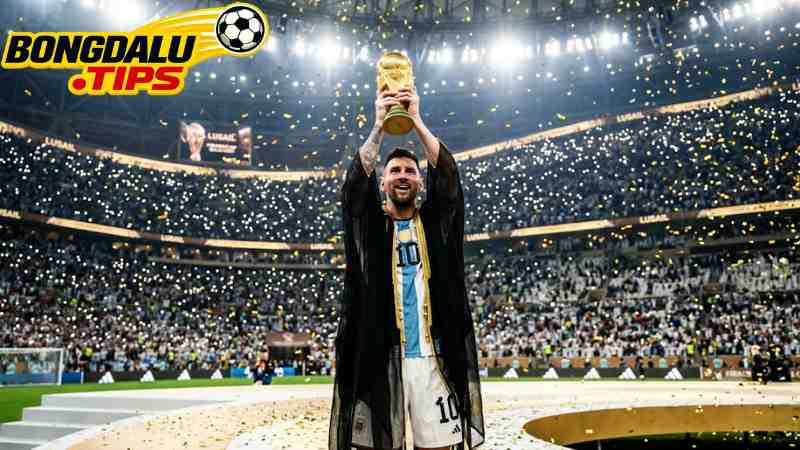 Messi nâng cao chiếc cúp vàng World Cup 2022 lịch sử
